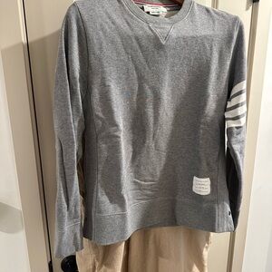 Thom Browne Gray Sweatshirt with White Patch